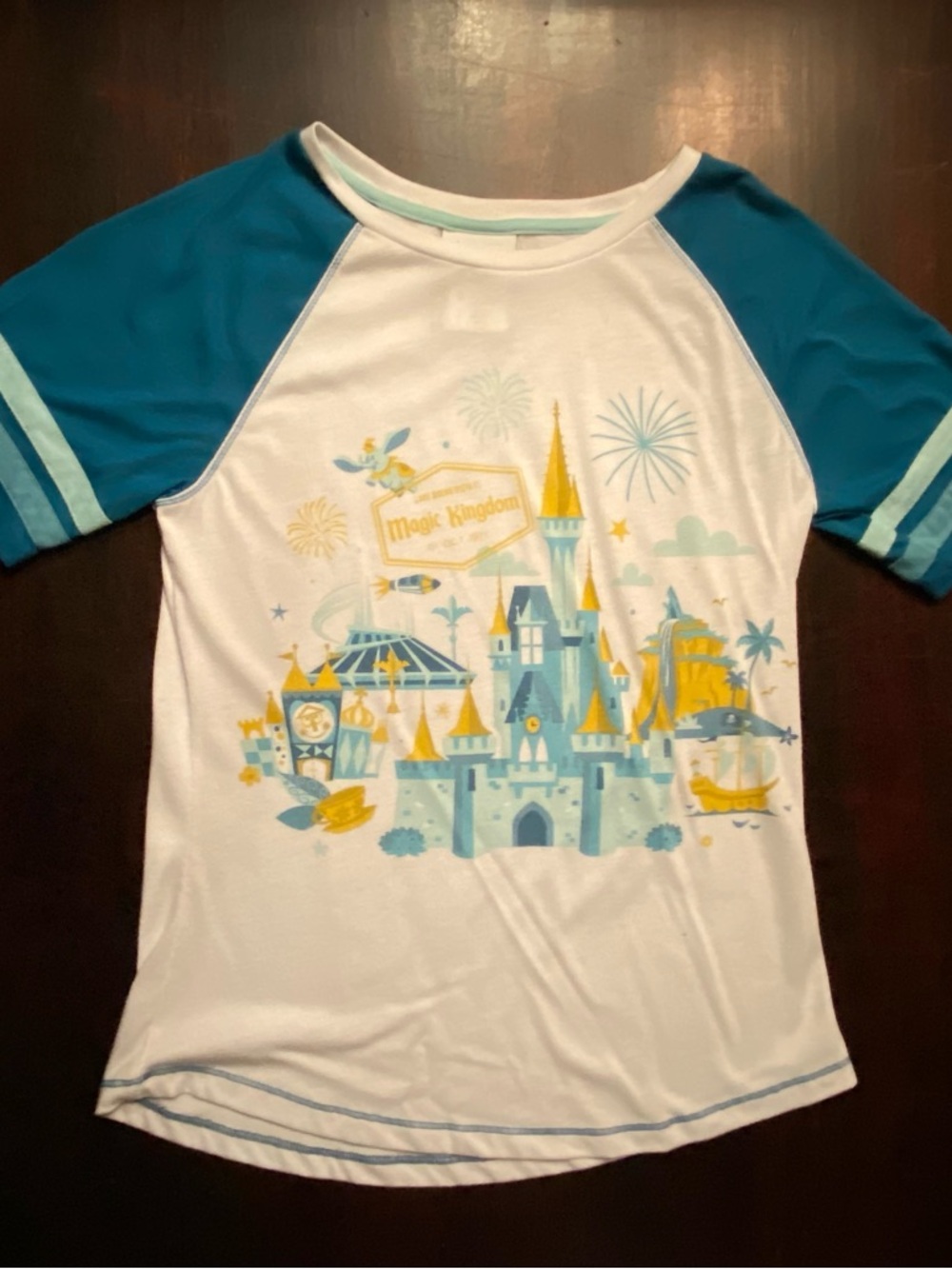 Disney White & Teal Magic Kingdom Short Sleeve Tee